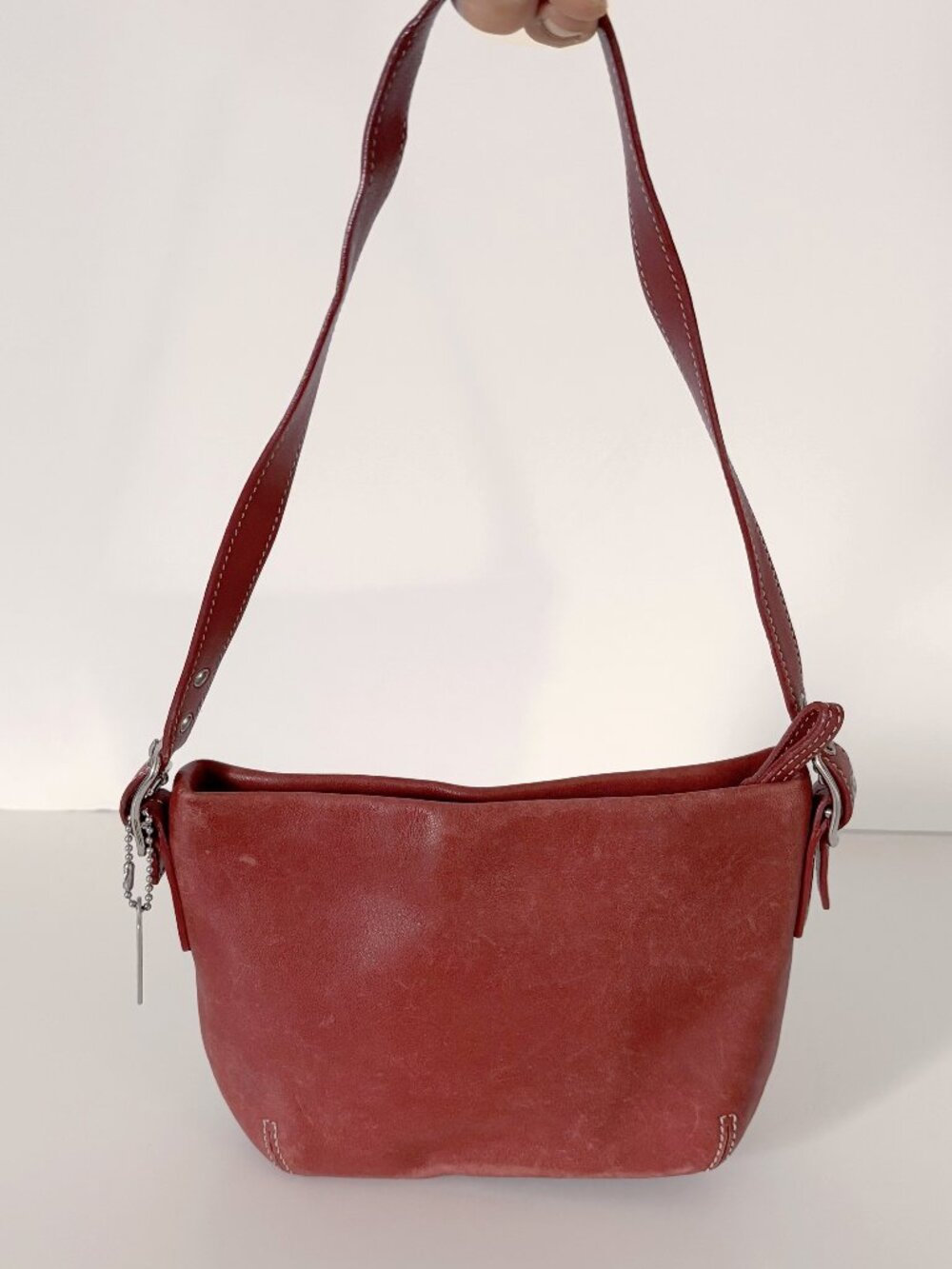 Vintage Coach Red Leather Mini Shoulder Bag Y2K Adjustable Strap